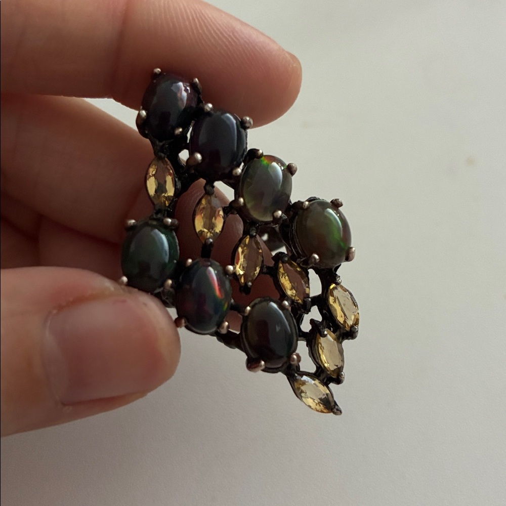 Black opal citrine ring